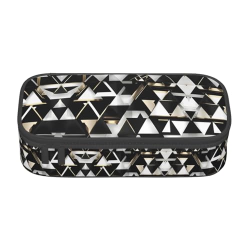 HVTTIOR Modisches modernes Federmäppchen mit Dreiecksdruck, großes Fassungsvermögen, 21,6 x 5,1 x 9,4 cm, funktionale Tasche für Damen von HVTTIOR