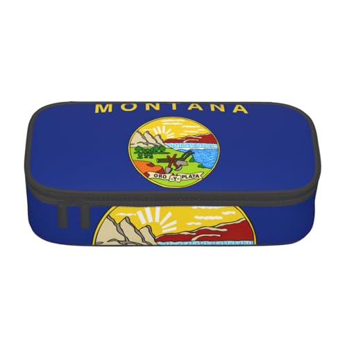 HVTTIOR Montana State Flag Print Essential Large Capacity Pencil Case 8.3 x 2 x 3.7 Inches Functional Bag for Women von HVTTIOR