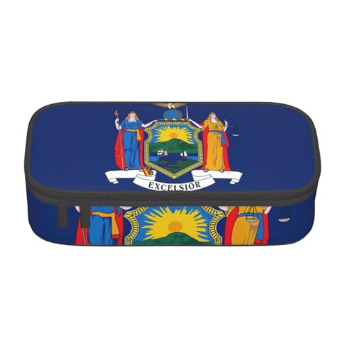 HVTTIOR New York State Flag Print Essential Large Capacity Pencil Case 8.3 x 2 x 3.7 Inches Functional Bag for Women von HVTTIOR