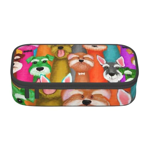 HVTTIOR Oil Federmäppchen mit niedlichem Schnauzerhunden-Motiv, großes Fassungsvermögen, 21,6 x 5,1 x 9,4 cm, funktionale Tasche für Damen von HVTTIOR