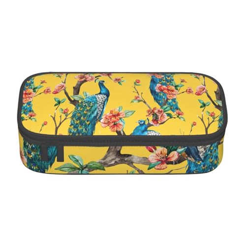 HVTTIOR Schönes Federmäppchen mit Pfauen-Aufdruck, großes Fassungsvermögen, 21,6 x 5,1 x 9,4 cm, funktionale Tasche für Damen von HVTTIOR