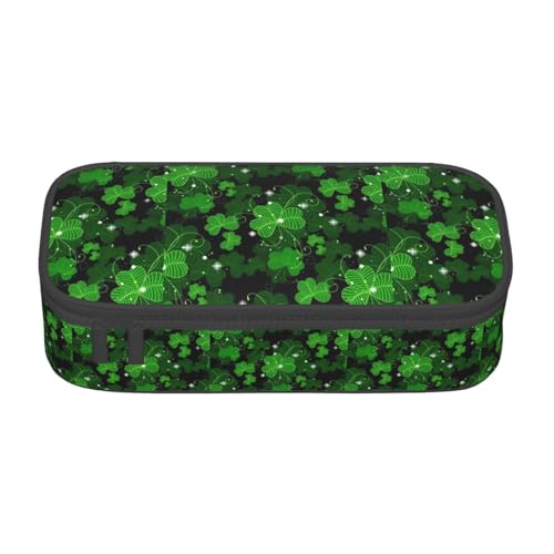 HVTTIOR St Patricks Day Federmäppchen mit Blätteraufdruck, großes Fassungsvermögen, 21,6 x 5,1 x 9,4 cm, funktionale Tasche für Damen von HVTTIOR