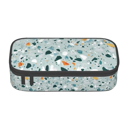 HVTTIOR Terrazzo Federmäppchen mit Marmor-Pastell-Druck, große Kapazität, 21,6 x 5,1 x 9,4 cm, funktionale Tasche für Damen von HVTTIOR