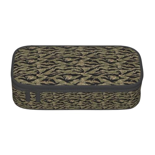 HVTTIOR Tiger Stripe Camo Print Essential Large Capacity Pencil Case 8.3 x 2 x 3.7 Inches Functional Bag for Women von HVTTIOR