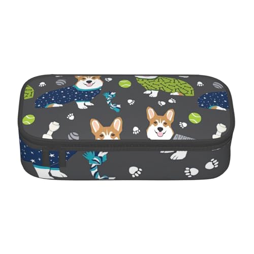 HVTTIOR Wearing Clothes Corgi Dogs Print Essential Large Capacity Pencil Case 8.3 x 2 x 3.7 Inches Functional Bag for Women von HVTTIOR