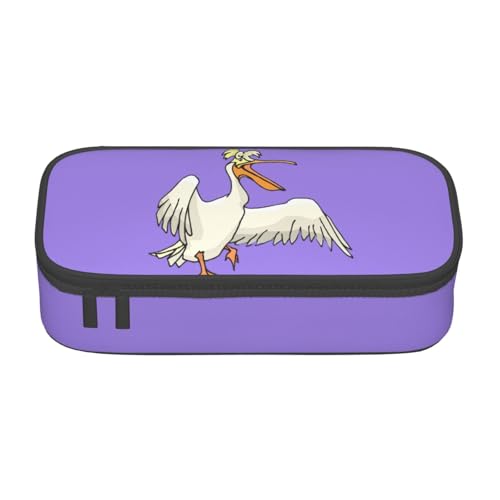 Lustiges Federmäppchen mit Pelikan-Druck, großes Fassungsvermögen, 21,6 x 5,1 x 9,4 cm, funktionale Tasche für Damen von HVTTIOR
