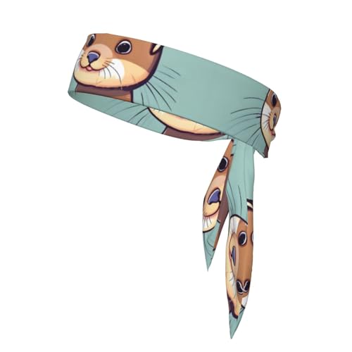 Multifunktionales Stirnband mit süßem Otter-Motiv, schweißableitend, für Tennis, Basketball, Karate von HVTTIOR