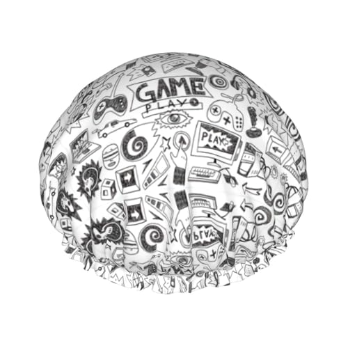 Videospiel-Duschhaube für Jungen und Herren, wiederverwendbar, leicht, weich, Badekappe mit elastischem Band von HVTTIOR