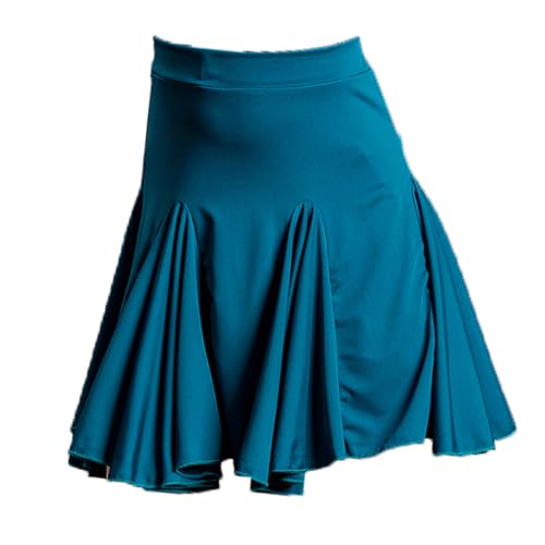 HWBZSZY Mädchen Unregelmäßige Rüschen Kleid Lateintanz Kurzer Rock Kostüm Elastische Taille Für Kinder Ballett Tango Rumba Tanzbekleidung Bühne Performance Übung Kleidung 5-14 Jahre,Blau,140 von HWBZSZY