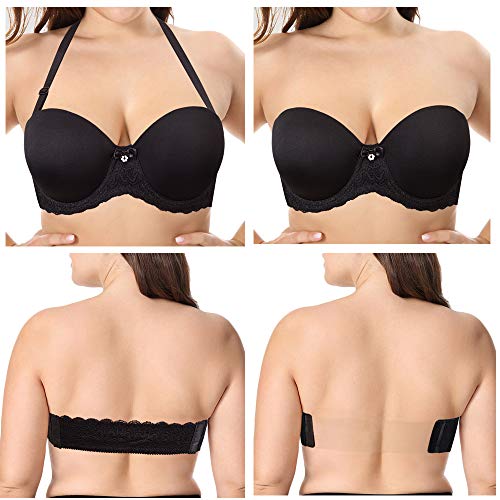 Damen Trägerloser Bügel-BH mit Spitze Neckholder Übergröße BH - Schwarz - 80B von HWDI