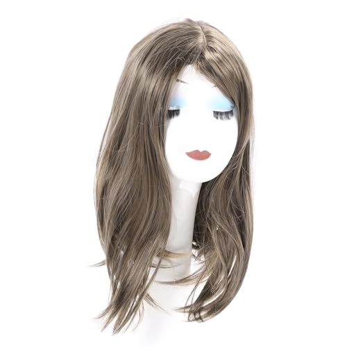 HWGING Hellbraune Perücke, Weiche Kurze Lockige Perücke, Damen-Synthetikperücke mit Verstellbaren Trägern für den Täglichen Gebrauch von HWGING