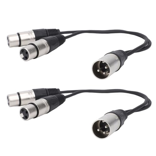 HWGING XLR-Splitterkabel, 3-poliger XLR-Stecker auf Dual-XLR-Buchse, Symmetrischer Patch-Mikrofonkabel-Adapter, 0,3 M (2Stk) von HWGING