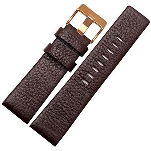 HGNOF 22mm 24mm 26mm 28mm 30mm Echtlederarmband für Diesel DZ7259 DZ7256 DZ7265 Uhrenarmband(Brown rose gold,28mm) von HWGO
