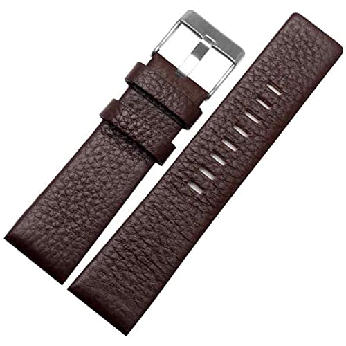 HGNOF 22mm 24mm 26mm 28mm 30mm Echtlederarmband für Diesel DZ7259 DZ7256 DZ7265 Uhrenarmband(Brown silver,24mm) von HWGO
