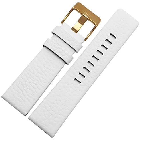 HGNOF 22mm 24mm 26mm 28mm 30mm Echtlederarmband für Diesel DZ7259 DZ7256 DZ7265 Uhrenarmband(White gold,30mm) von HWGO