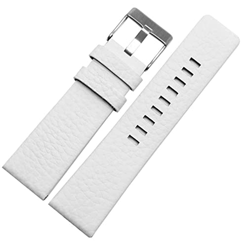 HGNOF 22mm 24mm 26mm 28mm 30mm Echtlederarmband für Diesel DZ7259 DZ7256 DZ7265 Uhrenarmband(White silver,24mm) von HWGO