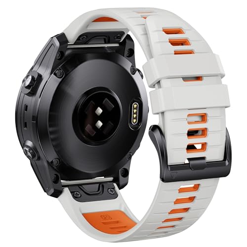 HGNOF Für Fenix ​​6S Uhrenarmband/Fenix ​​7S Uhrenarmband/Fenix ​​5S Uhrenarmband 20 mm Silikon-Uhrenarmband für Fenix ​​5S Plus/Fenix ​​6S Pro/Instinct 2S(Fog Gray-Orange) von HWGO