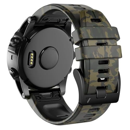 HGNOF Für Fenix ​​7X-Bänder, 26 mm Silikon-Uhrenarmbänder, Ersatz für Fenix ​​5X/Fenix ​​5X Plus/Fenix ​​6X/Fenix ​​6X Pro/Tactix Delta/Descent Mk2i Smartwatches(Camouflage Green) von HWGO