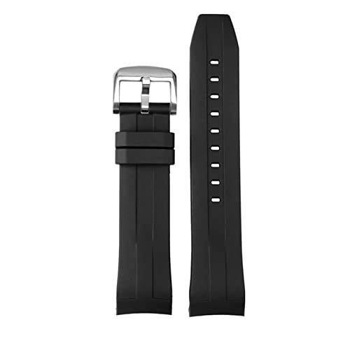 HGNOF Gummi -Sportgurt für Tissot Sea Star T120 gebogenes wasserdichtes Tauch -Silikonband T120417a Männer Ersatzgürtel Uhrenband(Black silver) von HWGO