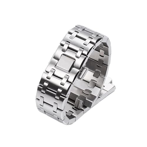 HGNOF Markenarmband 28 mm Voll-Edelstahl-Uhrenarmband für Audemars und Piguet-Armband ROYAL OAK Armband für 15710 15703(Silver) von HWGO
