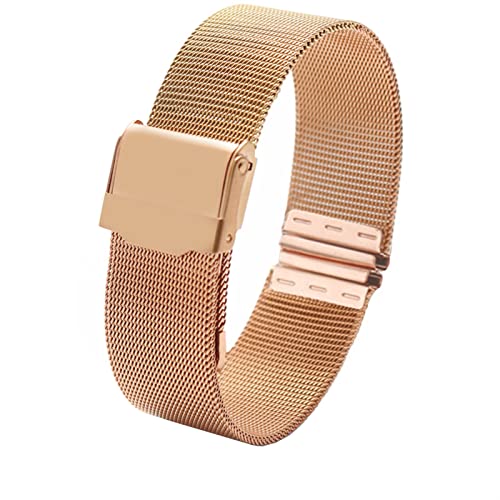HGNOF Milanische Schleife weiblich Einfaches Watchband 12 13 14 15 16 17 18 19 20 22mm Metallwebe Modetrendarmband für Dw ar Uhrenarmband(Rose gold,19mm) von HWGO