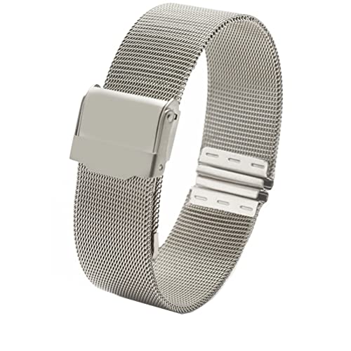 HGNOF Milanische Schleife weiblich Einfaches Watchband 12 13 14 15 16 17 18 19 20 22mm Metallwebe Modetrendarmband für Dw ar Uhrenarmband(Silver,12mm) von HWGO