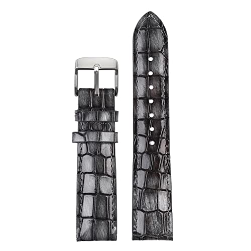 HGNOF Mode echtes Leder -Uhrband Clear Persönlichkeit Krokodiltextur Armband Armband Watch Band 18mm 20mm 22 mm Blau(Gray,20mm silver clasp) von HWGO