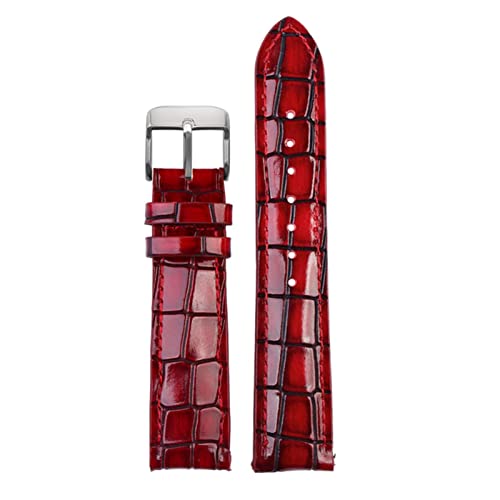 HGNOF Mode echtes Leder -Uhrband Clear Persönlichkeit Krokodiltextur Armband Armband Watch Band 18mm 20mm 22 mm Blau(Red,20mm gold clasp) von HWGO