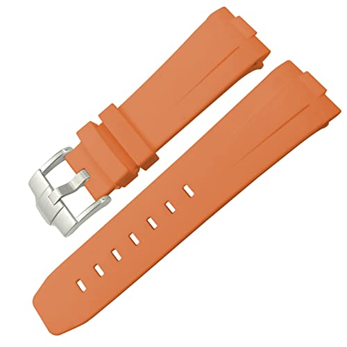HGNOF Rubber Watchband 23mm 22 mm 24mm Uhrengurt für Tudor Heritage Black Bay Bronze Pelagos Schwarz Rot wasserdichte Sportarmbänder(Silver Yellow,22mm Golden buckle) von HWGO