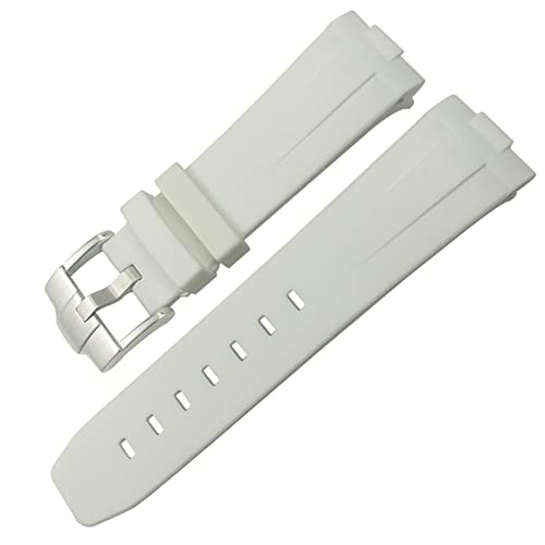 HGNOF Rubber Watchband 23mm 22 mm 24mm Uhrengurt für Tudor Heritage Black Bay Bronze Pelagos Schwarz Rot wasserdichte Sportarmbänder(White Black,23mm Silver buckle) von HWGO