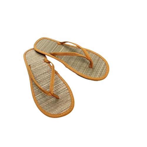 HWJFDC Damen Schlappen Sommer Flache Flip-Flops For Damen, Bequeme, Rutschfeste Sandalen, Rattan-Flip-Flops, Hausschuhe For Zuhause Und Badezimmer(Orange,38) von HWJFDC