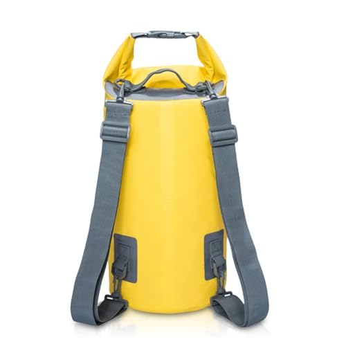 HWJFDC Dry Ferm Bag PVC Wasserdichter Rucksack Kajak Beutel Outdoor Trekking Schulter Dry Bag Reise Tauchen Boot Ozean Pack Fluss Tasche 5L 10L 15L 20L 30L(Yellow,15L) von HWJFDC