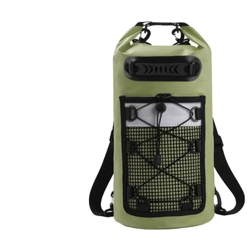 HWJFDC Dry Ferm Bag Schwimmen PVC Pack Dry Bag Rucksack for Frauen Männer 10L 20L wasserdichte Schulter Kajak Trekking Driften Rafting Surfen Bootfahren Tasche(20L Green) von HWJFDC
