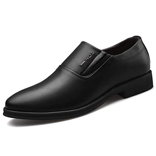 Herren Lederschuhe Casual Pointed Toe Oxford Leder Hochzeitsschuhe Business-Halbschuh Formale Perforierte Atmungsaktive Herrenschuhe Einzelschuhe, Schwarz, 42 EU von HWTOP