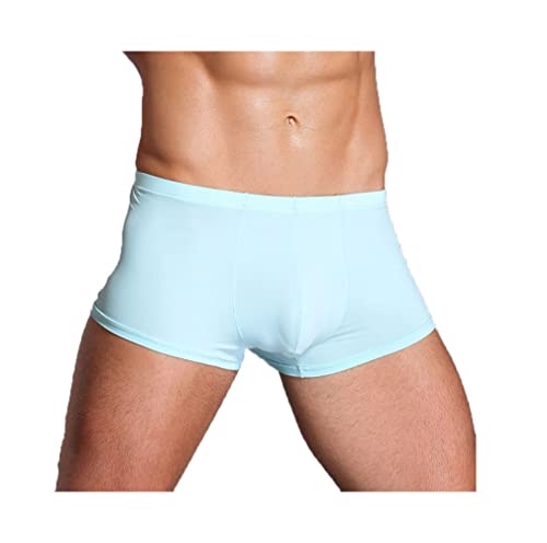 Summer Ice Herren Unterwäsche Dünn Weich Atmungsaktiv Herren Boxershorts Nahtlos Solide Unterhose, hellblau, L von HWYBHT