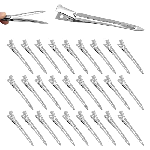 50 Stück Haarclips Friseur 3,54 zoll Haarclips Damen Klammern Haare Silber EnteBill Friseur Haarspangen Metall Haarklammer für Damen Mädchen Friseursalon Haarstyling von HXC