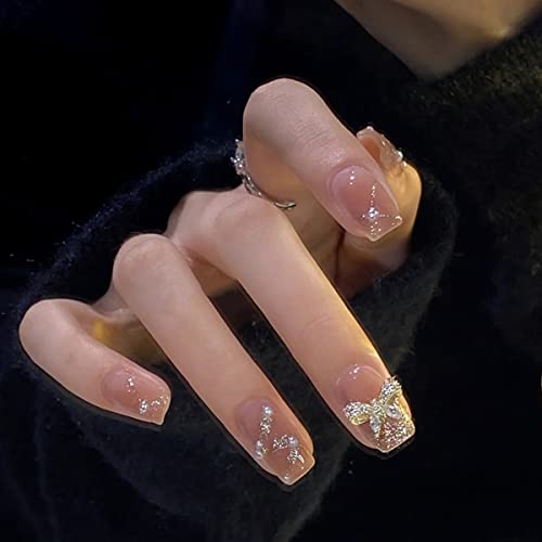 24 Stück Nägel zum aufkleben Press on Nail kunstnägel Acryl Full Cover Künstliche Nägel für Frauen Mädchen Nail Art Maniküre glänzender Schmetterling Rot set von HXDSUP