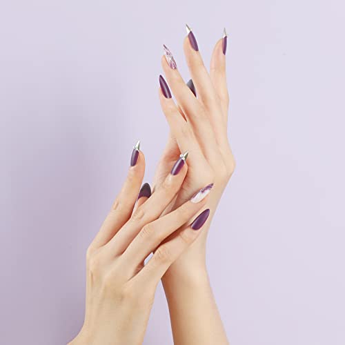 Press on Nails Mandel Kurz, French Künstliche Nägel, Nude Oval Kunstnägel Nägel Zum Aufkleben mit Nagelkleber, Acryl Fingernägel Fake Nails für Frauen, kiss nägel 24 Stück (Zijin) von HXDSUP