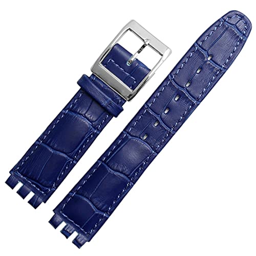 HXFFXHF 17mm 19mm echtes Kalb Leder Handgelenksgurt für Swatch Watch Band Männer Frauen Alligator Muster Armband Uhrenbandzubehör von HXFFXHF