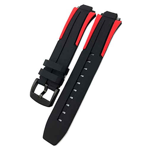 HXFFXHF 18mm Gummi Silicon Waterdosient Watch Bandgurt für T111417 Handgelenk Armband Quartz Watch MEN Frauen Sportzubehör (Farbe: Schwarz Rot Schwarz, Größe: 18 mm) von HXFFXHF