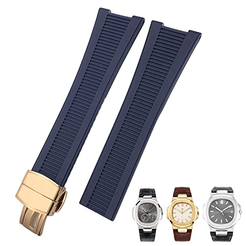 HXFFXHF 25mm Kerbe Form Gummi Silikon Uhrengurt wasserdichte Uhrenbänder für Patek Philippe Nautilus Männer Armband von HXFFXHF
