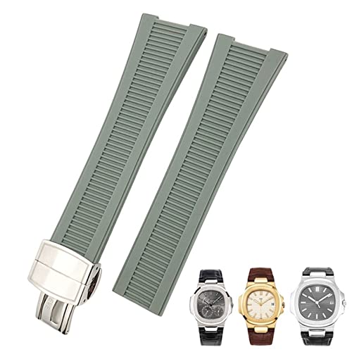 HXFFXHF 25mm Kerbe Form Gummi Silikon Uhrengurt wasserdichte Uhrenbänder für Patek Philippe Nautilus Männer Armband von HXFFXHF