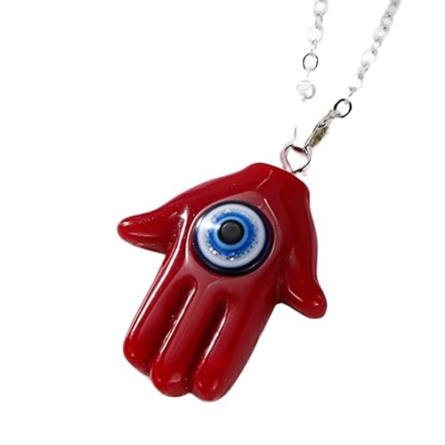 HXFFXHF 925 Sterling Silber Hamsa Halskette für Frauen und Männer, mehrfarbige böse Augen Hamsa Hand Halskette Truthahn Lucky Blue Eye Fatima Handschlüsselkette, Mano de Fatima Con Ojo Turco von HXFFXHF