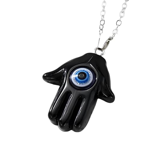 HXFFXHF 925 Sterling Silber Hamsa Halskette für Frauen und Männer, mehrfarbige böse Augen Hamsa Hand Halskette Truthahn Lucky Blue Eye Fatima Handschlüsselkette, Mano de Fatima Con Ojo Turco von HXFFXHF