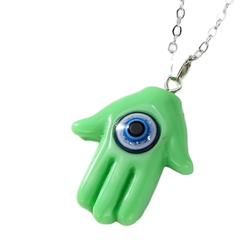 HXFFXHF 925 Sterling Silber Hamsa Halskette für Frauen und Männer, mehrfarbige böse Augen Hamsa Hand Halskette Truthahn Lucky Blue Eye Fatima Handschlüsselkette, Mano de Fatima Con Ojo Turco von HXFFXHF