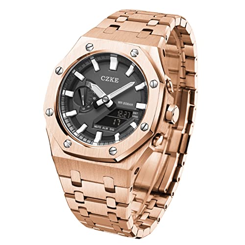 HXFFXHF Für GA2100 GA2110 MOD -Kits, Metal Watch Band -Gurtgurt, Watch Modding Ersatzzubehör Set Roségold -Hülle Silbernägele von HXFFXHF