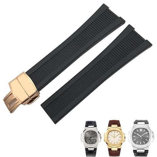HXFFXHF Für Patek Philippe Notch Form Gummi Silicon Uhrengurt wasserdichte Uhrenbänder Nautilus Männer von HXFFXHF