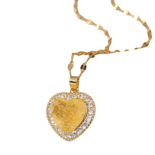 HXFFXHF Geometrische Pave Heart Halskette 925 Sterlingsilber für Frauen glänzende Herzkette mit Strasssteinen - Zirkon -Pave -Halskette, Wiedervereinigung Herzkette für den Valentinstag, Geburtstag von HXFFXHF
