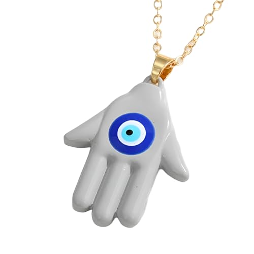 HXFFXHF Hamsa Halskette für Frauen und Männer, mehrfarbige Hamsa Hand Böse Augen Halskette türkisch blaues Augen Fatima Handpulloverketten, Mano de Fatima Con Ojo Turco von HXFFXHF
