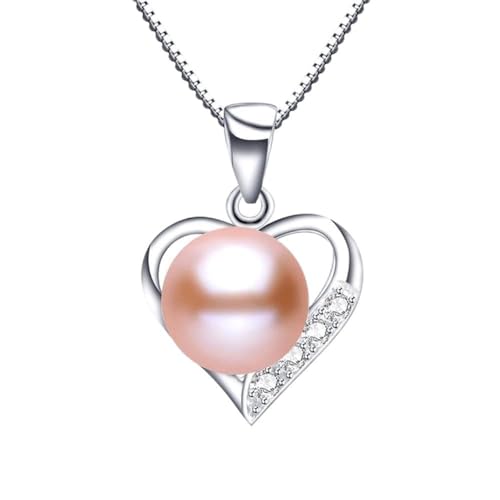 HXFFXHF Kronleuchter Kristall natürlicher Süßwasserperle Anhänger für Frauen lieben Halskette Brautschmuck mit Schachtel Geschenkleuchte von HXFFXHF